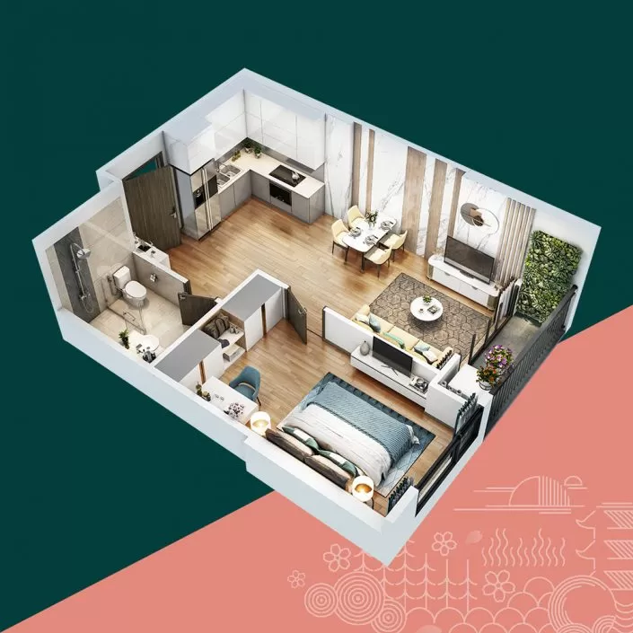 Căn hộ 1PN 47.2 m2