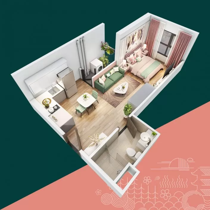 Căn hộ studio 33.5 m2