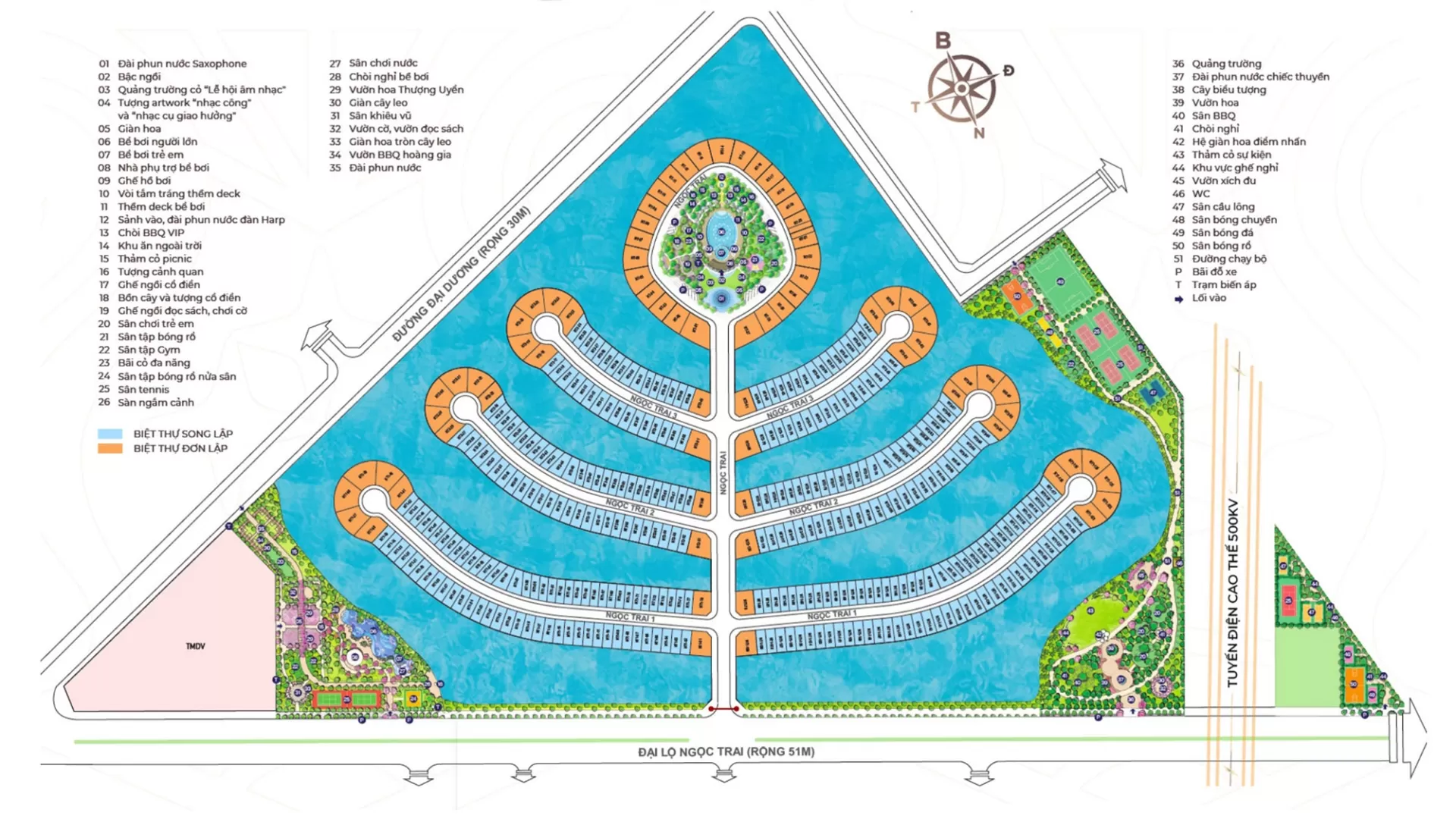 Mặt bằng phân khu Ngọc Trai
